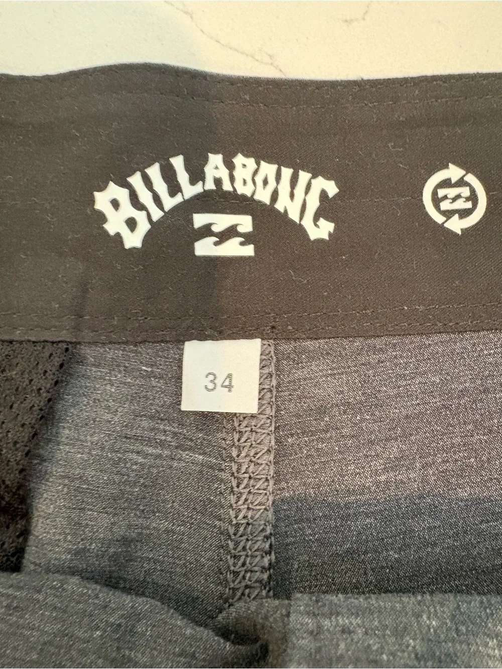 Billabong Charcoal Boardshorts with Coral Trim and Black Drawstring